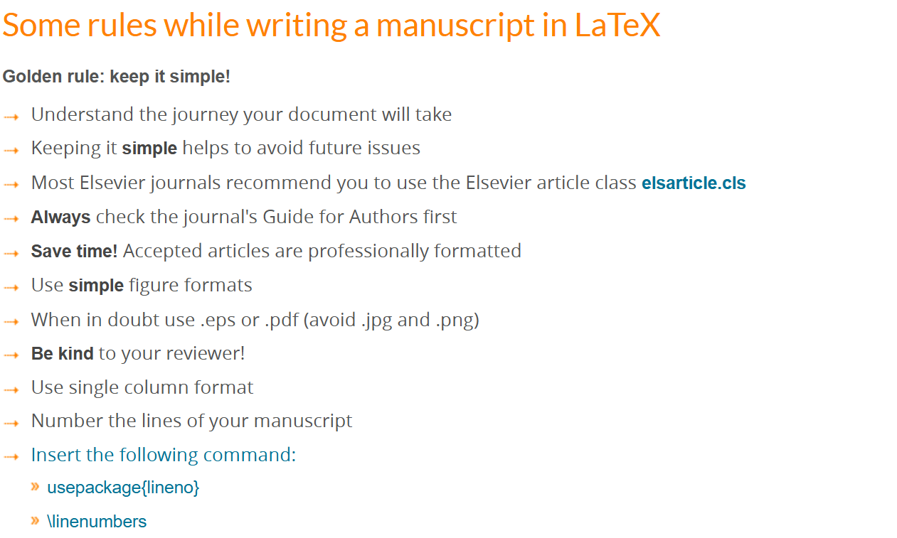 some useful rules while writing a manuscript